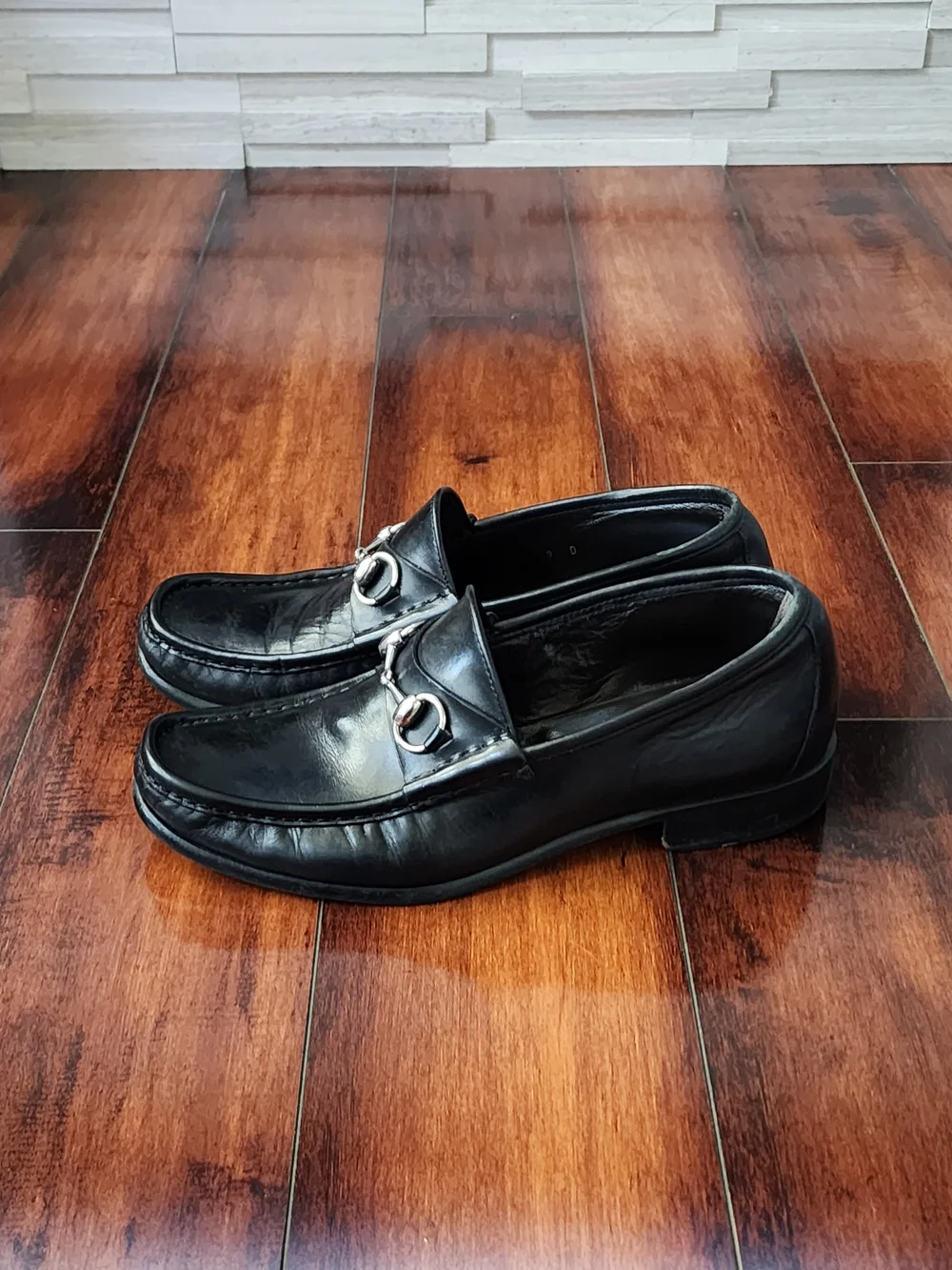 Gucci Vintage Men's Horsebit Loafers Black Leather Made in Italy US 9D